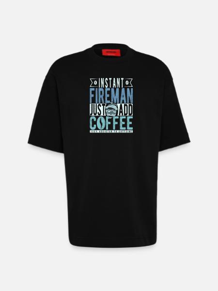 Instant Fireman Just Add Coffee - Heavyweight T-Shirt - made by SPREAD  - SOLID BLACK