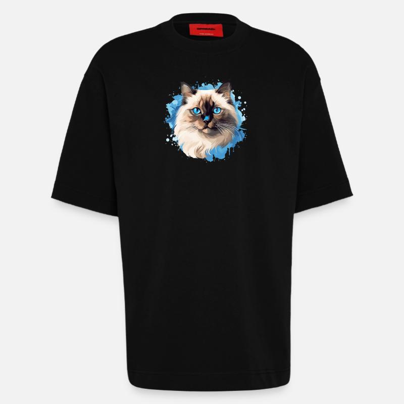 Birman Cat Birma Katze - Heavyweight T-Shirt - made by SPREAD  - SOLID BLACK