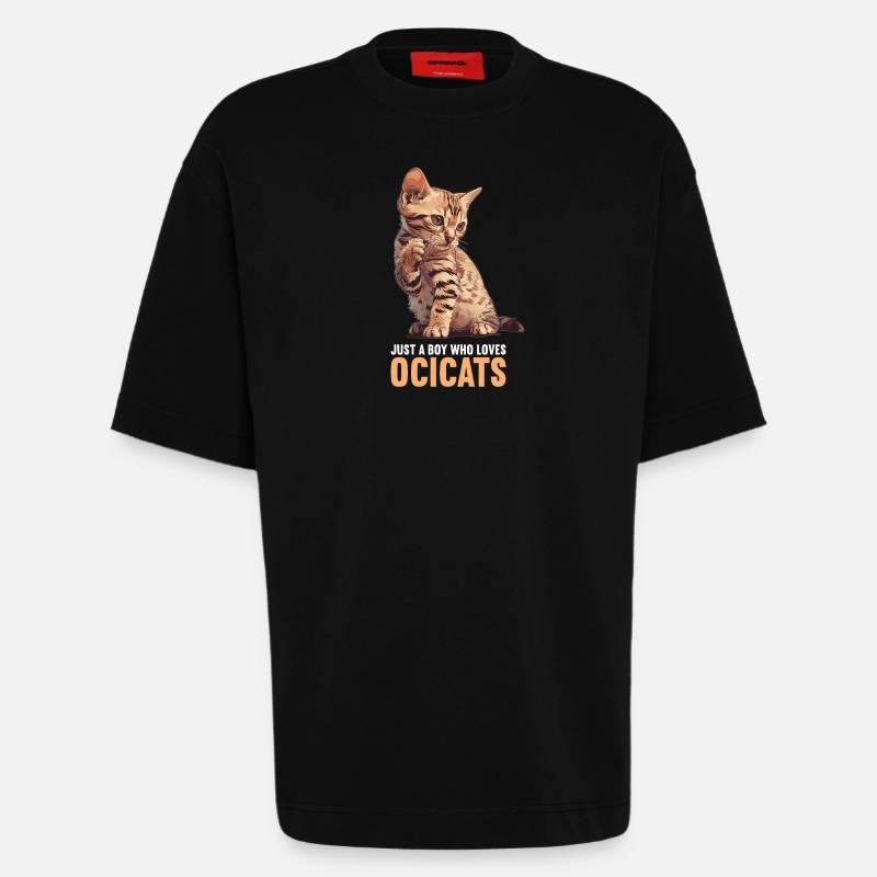 Ocicat Chaton Ocicat Chat - T-shirt bio épais oversize fabriqué en UE - SOLID BLACK