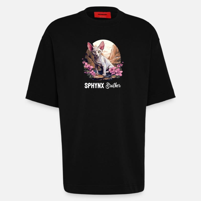 Sphynx Chaton Sphynx Chat - T-shirt bio épais oversize fabriqué en UE - SOLID BLACK