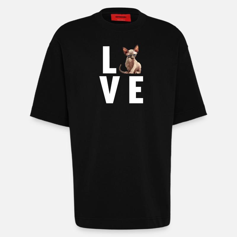 Sphynx Kätzchen Sphynx Katze - Heavyweight T-Shirt - made by SPREAD  - SOLID BLACK