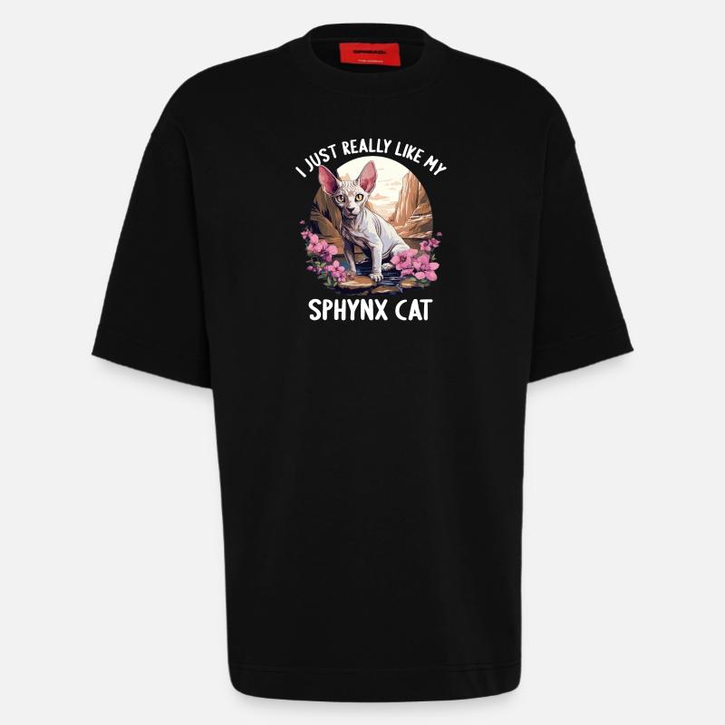 Sphynx Kätzchen Sphynx Katze - Heavyweight T-Shirt - made by SPREAD - SOLID BLACK