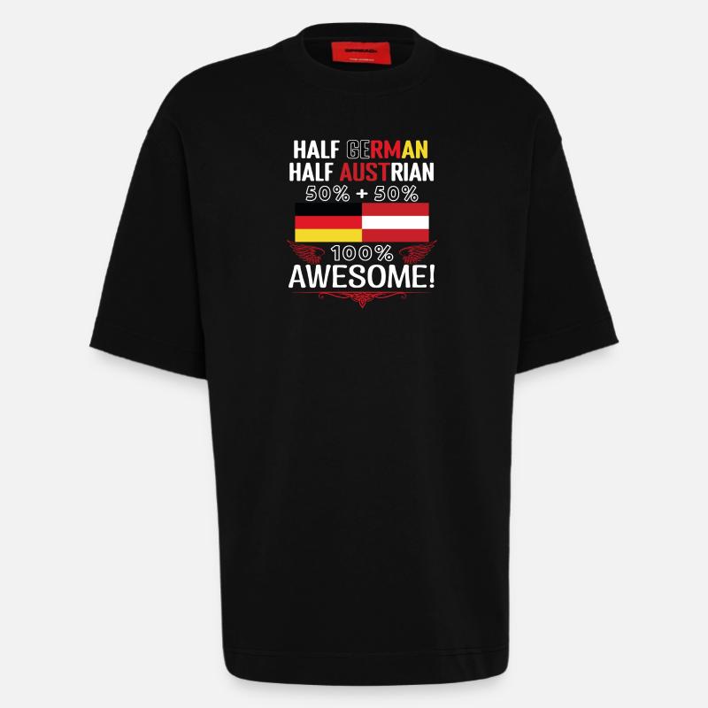 Half German, half Austrian - Heavyweight T-Shirt - made by SPREAD  - SOLID BLACK