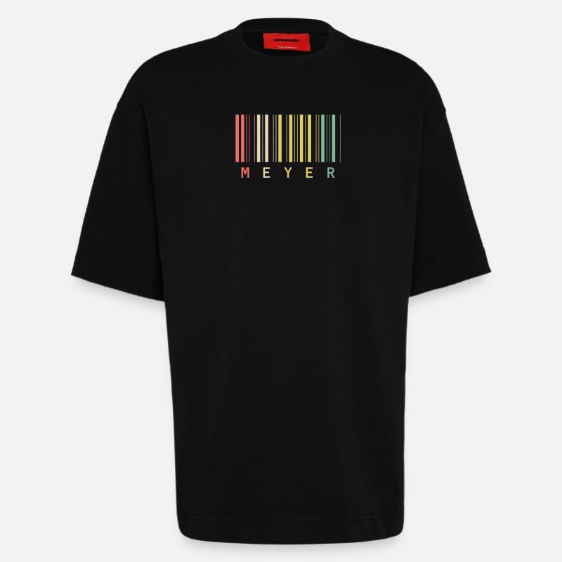 Meyer Familienname Balkencode Barcode Geschenk - Heavyweight T-Shirt - made by SPREAD  - SOLID BLACK