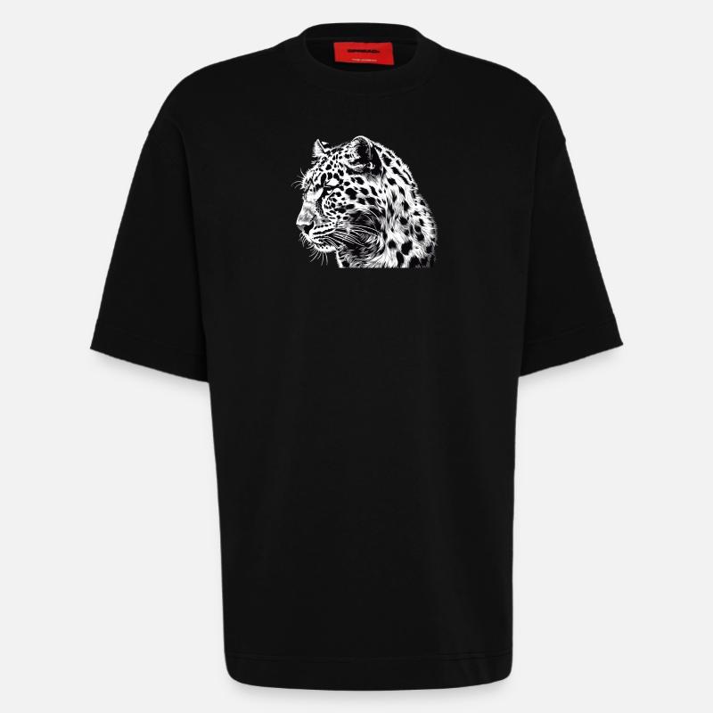 Léopard léopard - T-shirt bio épais oversize fabriqué en UE - SOLID BLACK