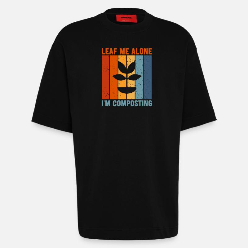 Leaf Me Alone Ich kompostiere - Heavyweight T-Shirt - made by SPREAD  - SOLID BLACK