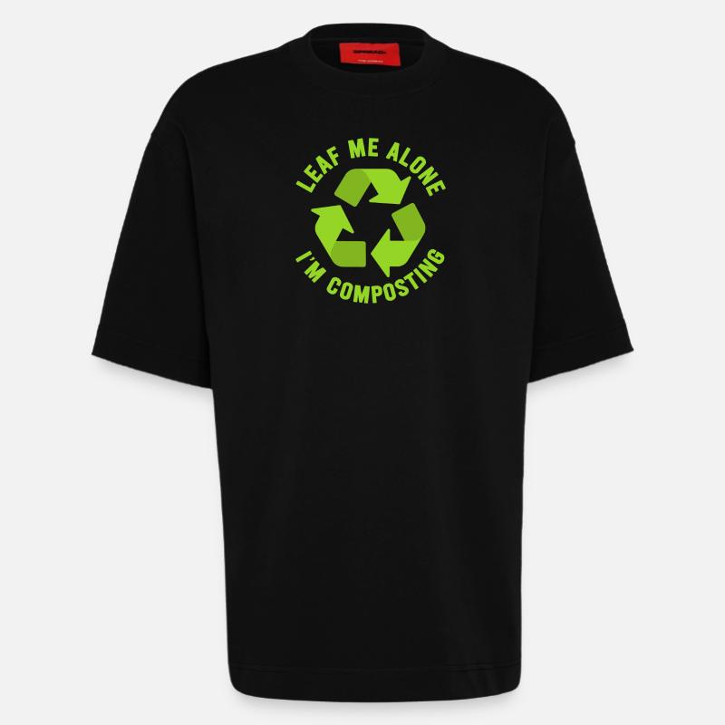 Leaf Me Alone Ich kompostiere - Heavyweight T-Shirt - made by SPREAD  - SOLID BLACK