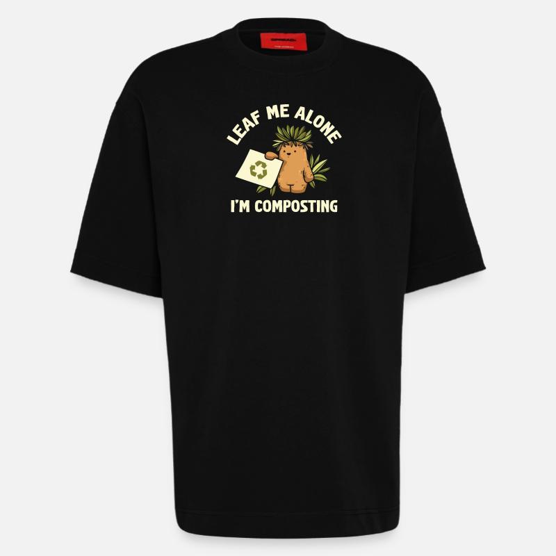 Leaf Me Alone Ich kompostiere - Heavyweight T-Shirt - made by SPREAD  - SOLID BLACK