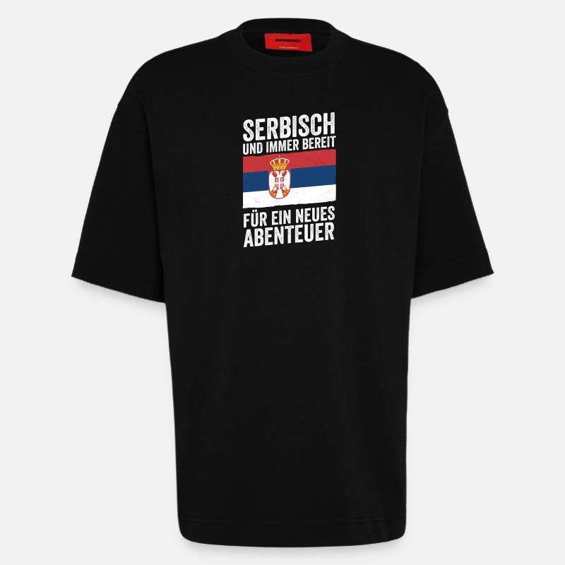 Serbe Serbe Serbie - T-shirt bio épais oversize fabriqué en UE - SOLID BLACK