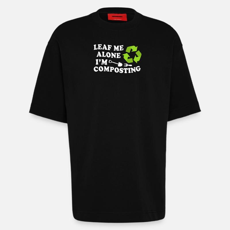 Leaf Me Alone I'm Composting - Heavyweight T-Shirt - made by SPREAD  - SOLID BLACK