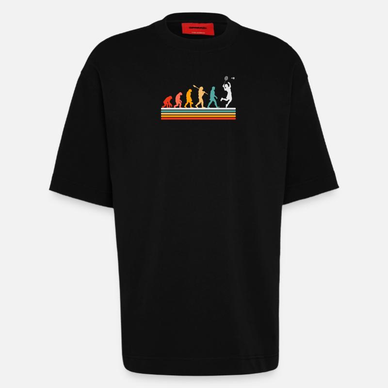 Entwicklung des Badminton Spielers Evolution - Heavyweight T-Shirt - made by SPREAD  - SOLID BLACK