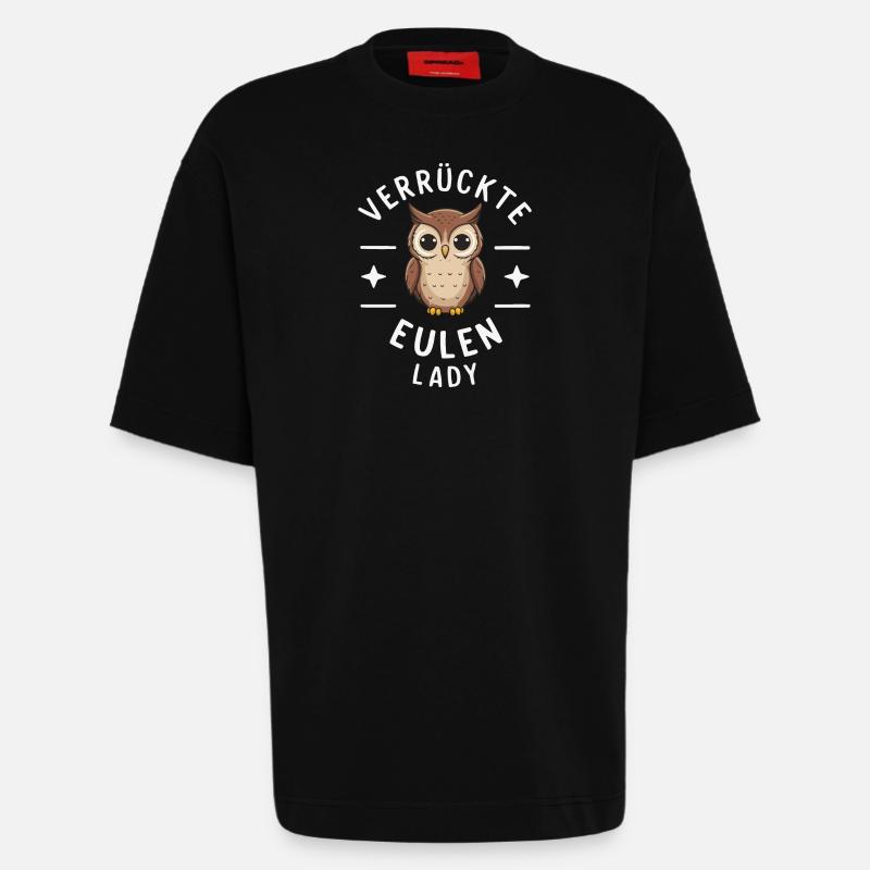 Nachteule Eule Eulen Vogel - Heavyweight T-Shirt - made by SPREAD - SOLID BLACK