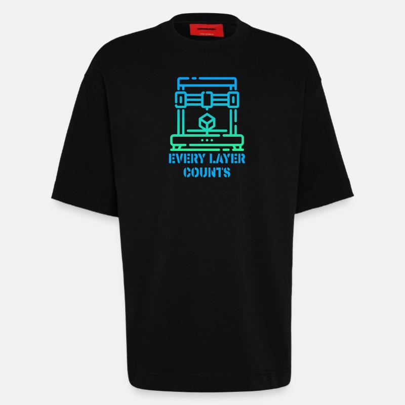 Every Layer Counts 3d Drucker - Heavyweight T-Shirt - made by SPREAD  - SOLID BLACK