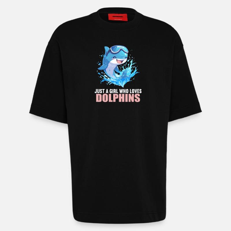 Dolphin Delfine Delfin - Heavyweight T-Shirt - made by SPREAD  - SOLID BLACK