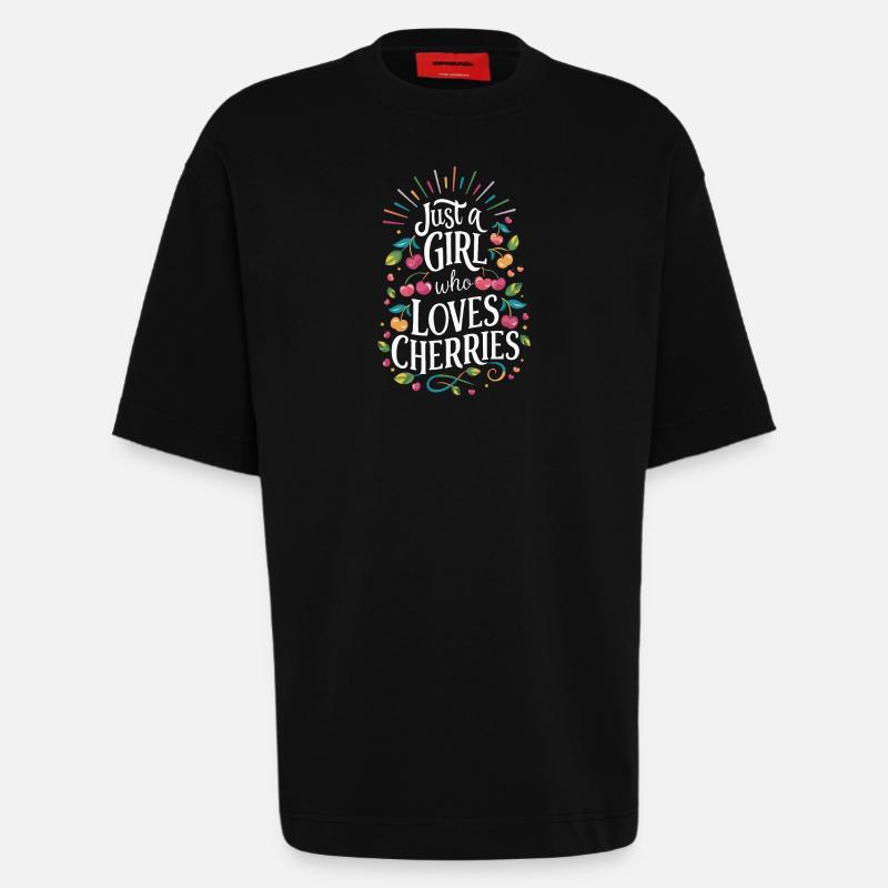 Kirsche Kirschen Früchte Essen - Heavyweight T-Shirt - made by SPREAD - SOLID BLACK