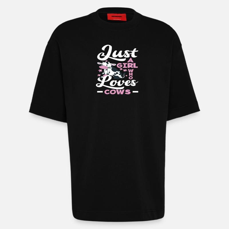 Ein Mädchen Das Kühe Liebt - Heavyweight T-Shirt - made by SPREAD  - SOLID BLACK