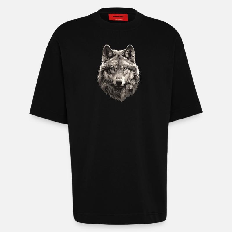 Ulver ulv - Heavyweight Oversized Organic T-skjorte produsert i EU - SOLID BLACK