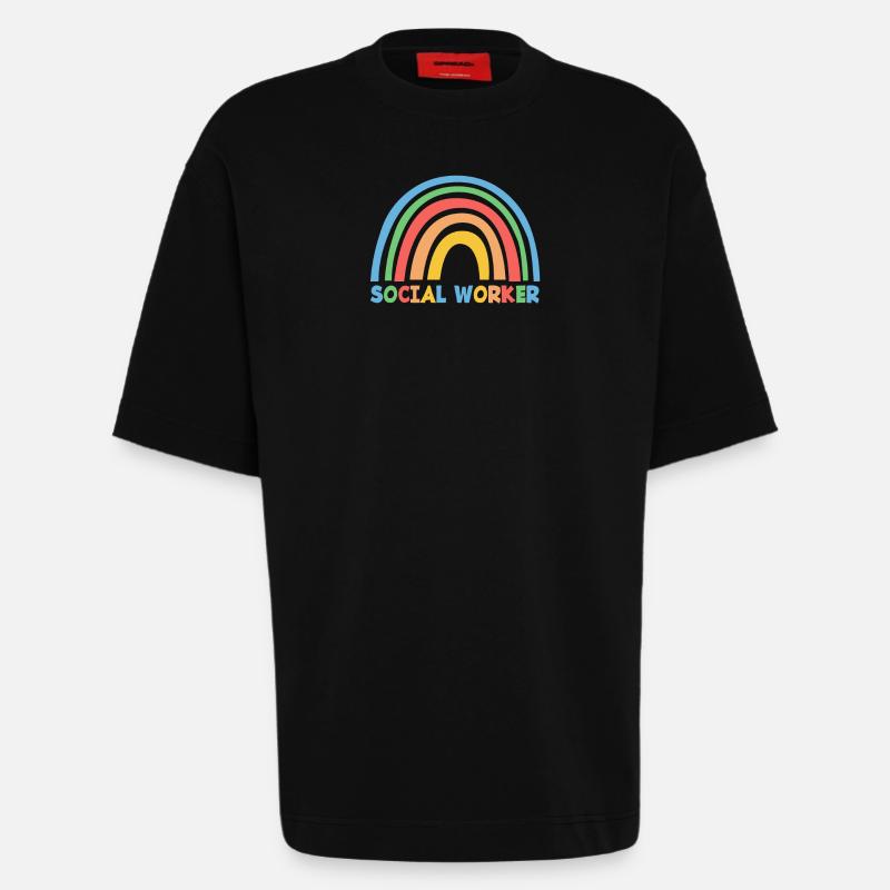 Soziale Arbeit Regenbogen Text - Heavyweight T-Shirt - made by SPREAD - SOLID BLACK