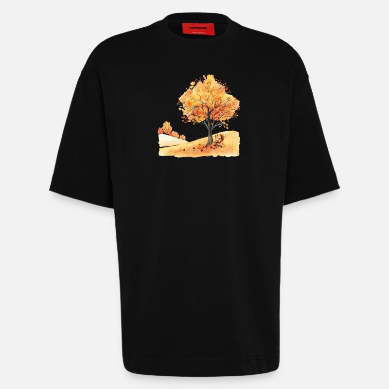 Herbst Eichhörnchen Écureuil d’automne - T-shirt bio épais oversize fabriqué en UE - SOLID BLACK