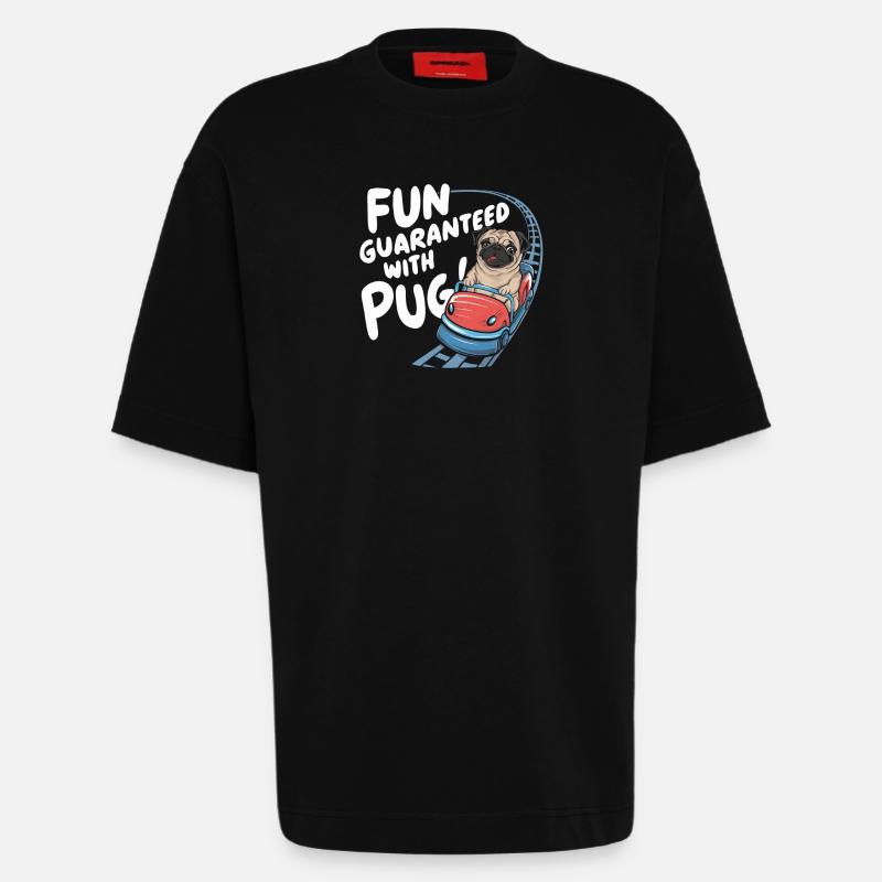 Mops Hundehalter Mops Liebe Achterbahn - Heavyweight T-Shirt - made by SPREAD - SOLID BLACK