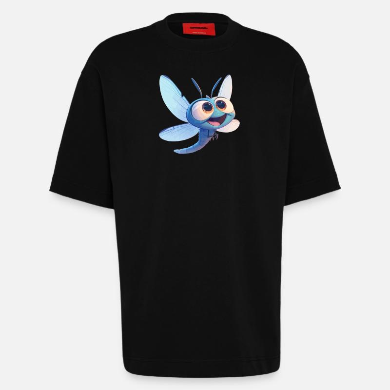 Libellules Libellule - T-shirt bio épais oversize fabriqué en UE - SOLID BLACK
