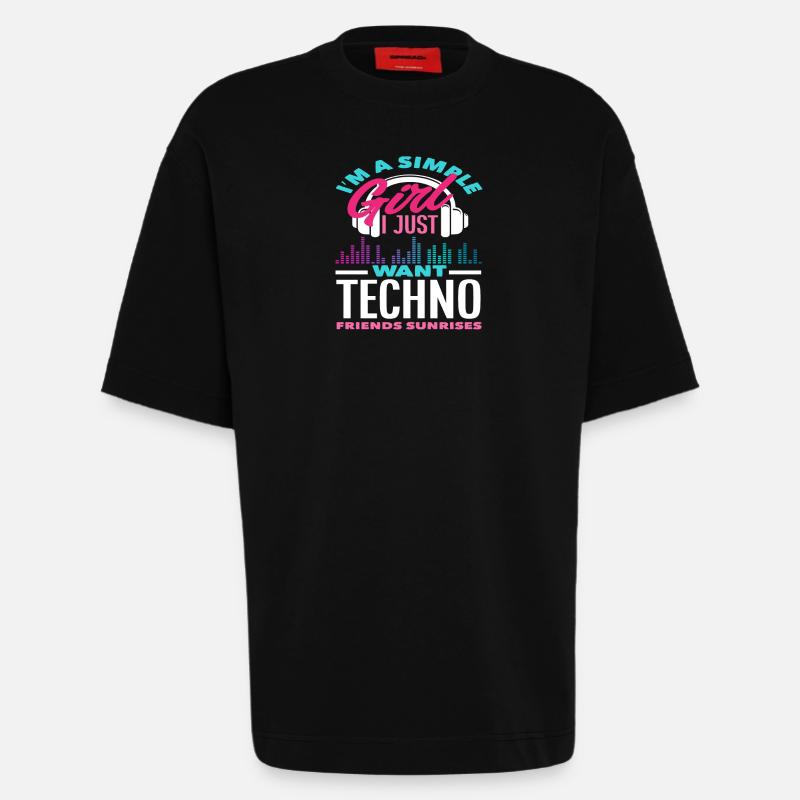 Techno Lover Einfache Mädchen Freunde - Heavyweight T-Shirt - made by SPREAD  - SOLID BLACK