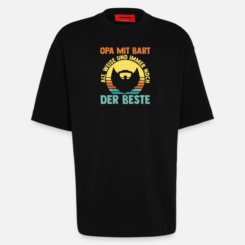 Papi avec une barbe - T-shirt bio épais oversize fabriqué en UE - SOLID BLACK