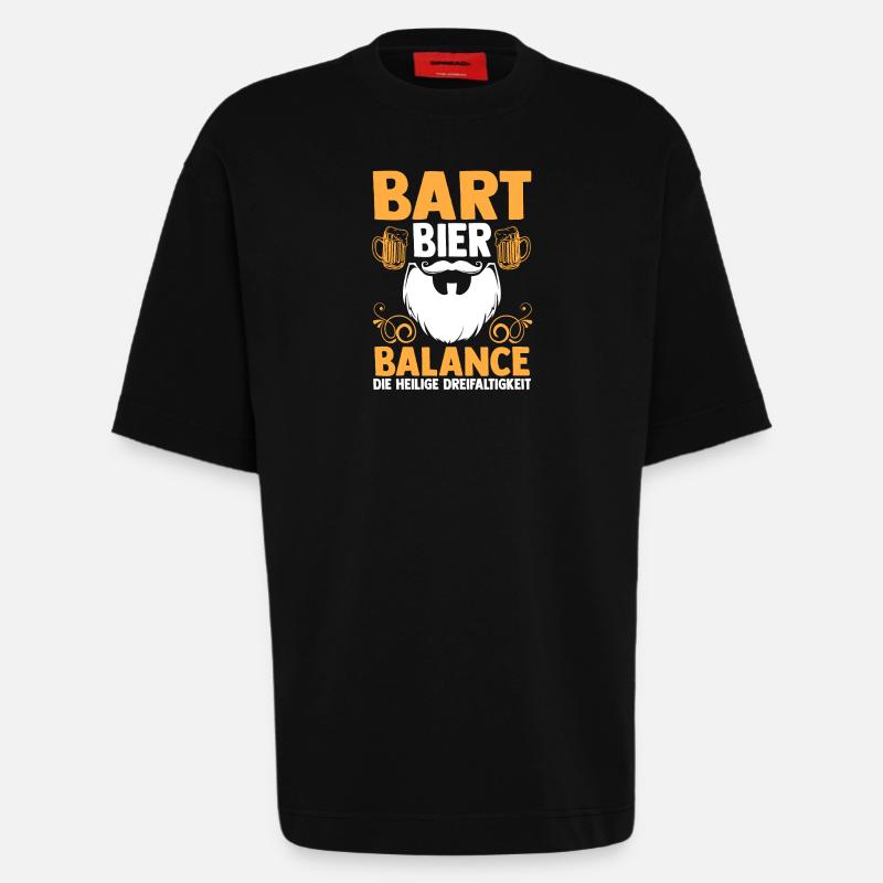 Bier Bärtig Bartträger Bart - Heavyweight T-Shirt - made by SPREAD  - SOLID BLACK