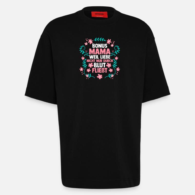 Stiefmutter Pflegemutter Ziehmutter Bonusmama - Heavyweight T-Shirt - made by SPREAD  - SOLID BLACK