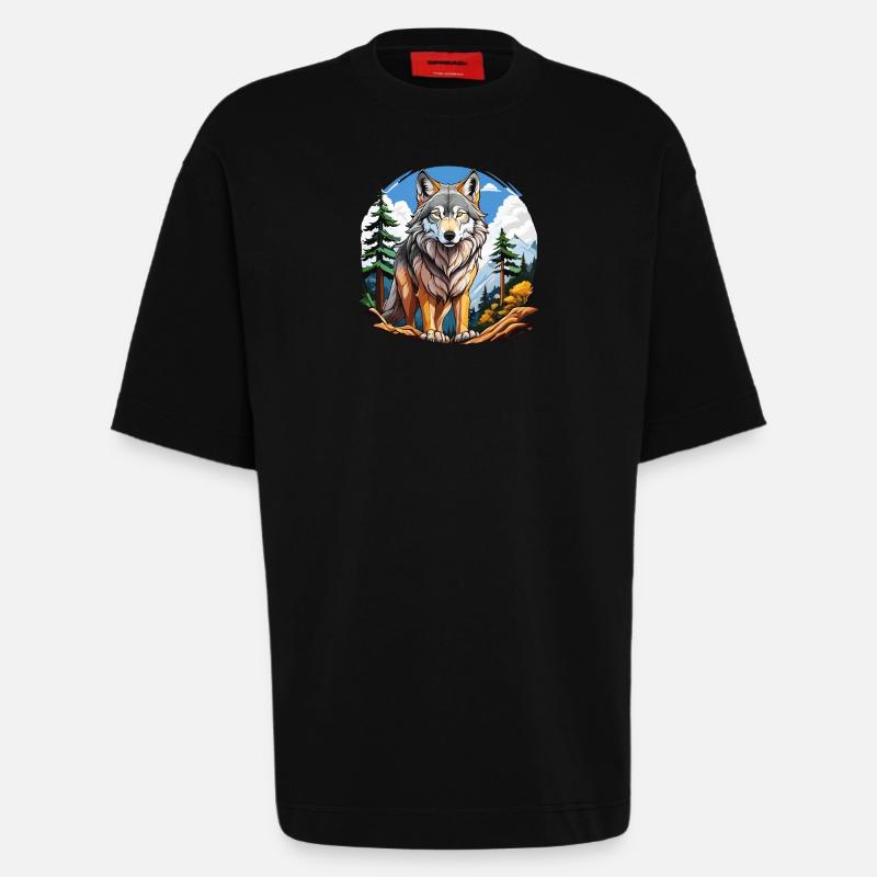 WOLF FOREST - Heavyweight T-Shirt - made by SPREAD  - SOLID BLACK