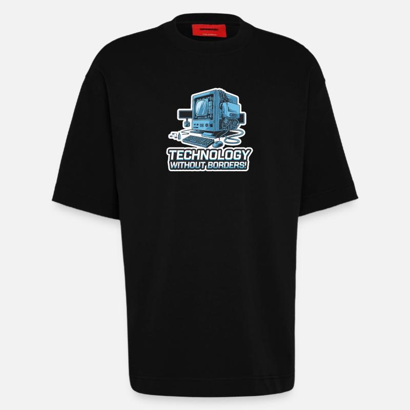 COMPUTER, WITHOUT BORDERS - Heavyweight T-Shirt - made by SPREAD  - SOLID BLACK