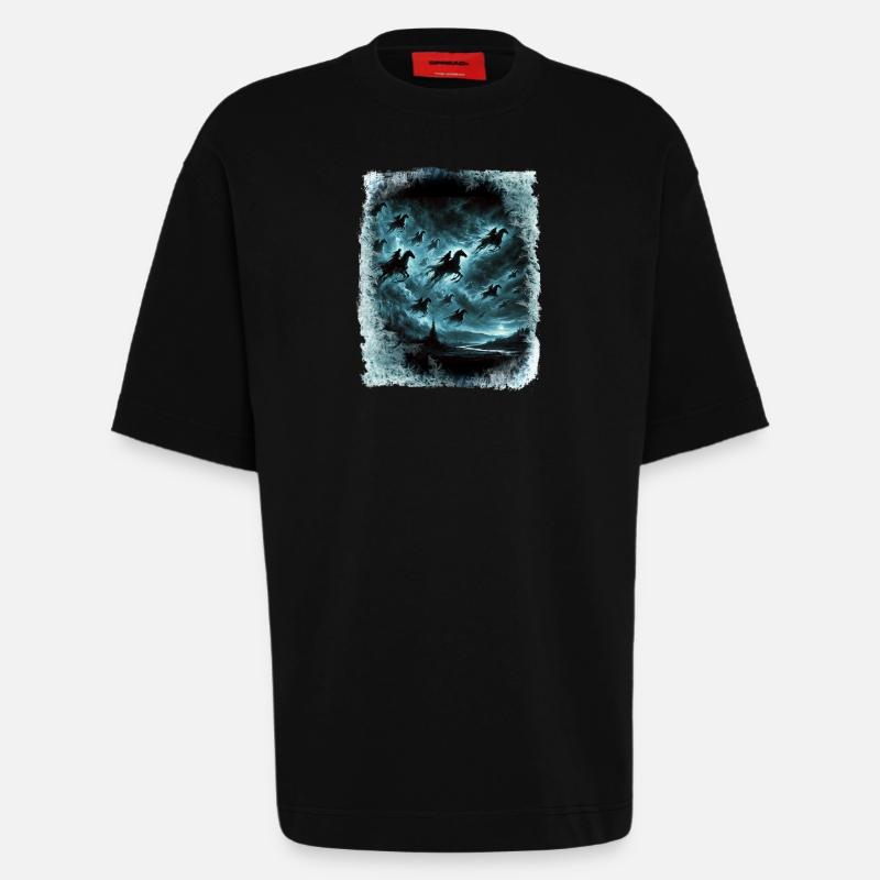 Wilde Jagd durchquert den Himmel - Heavyweight T-Shirt - made by SPREAD  - SOLID BLACK