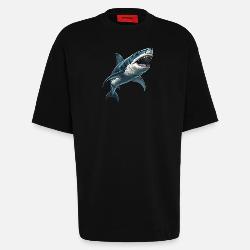 Requins Requin - T-shirt bio épais oversize fabriqué en UE - SOLID BLACK