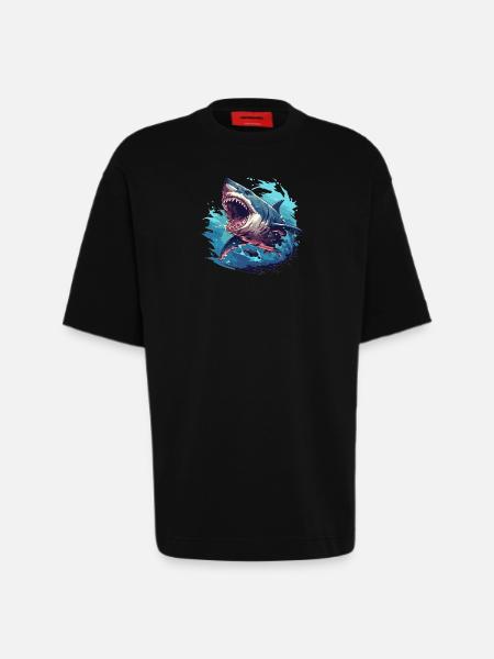 Requins Requin - T-shirt bio épais oversize fabriqué en UE - SOLID BLACK