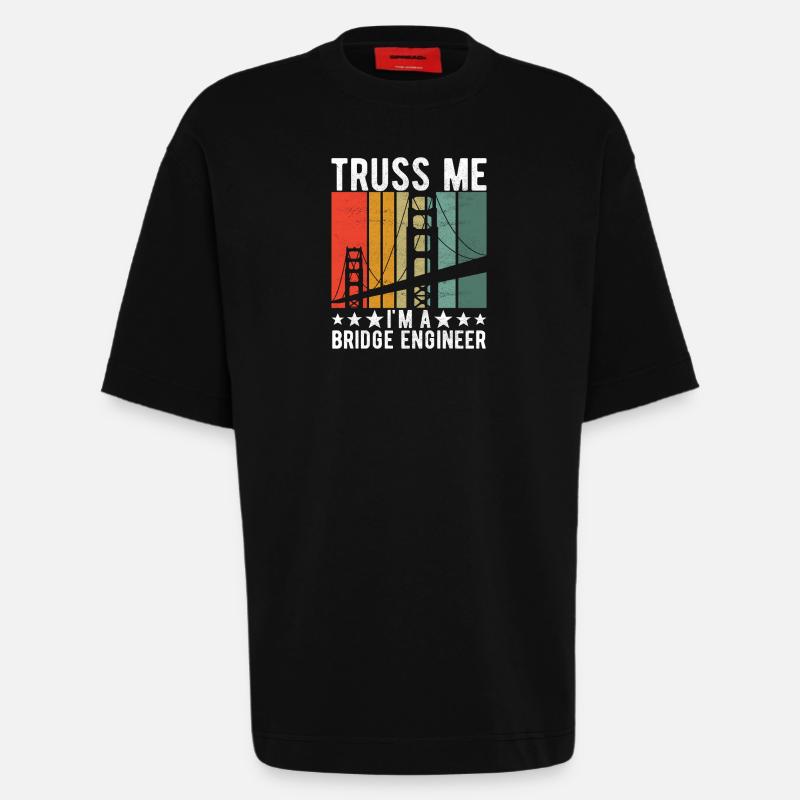 Bridge Engineer Bridge Construction - Heavyweight T-Shirt - made by SPREAD  - SOLID BLACK