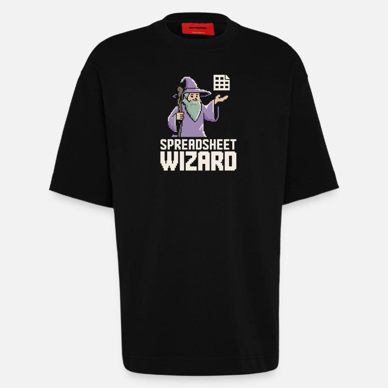 Spreadsheet Wizard Funny Controller Accountant - Heavyweight T-Shirt - made by SPREAD  - SOLID BLACK