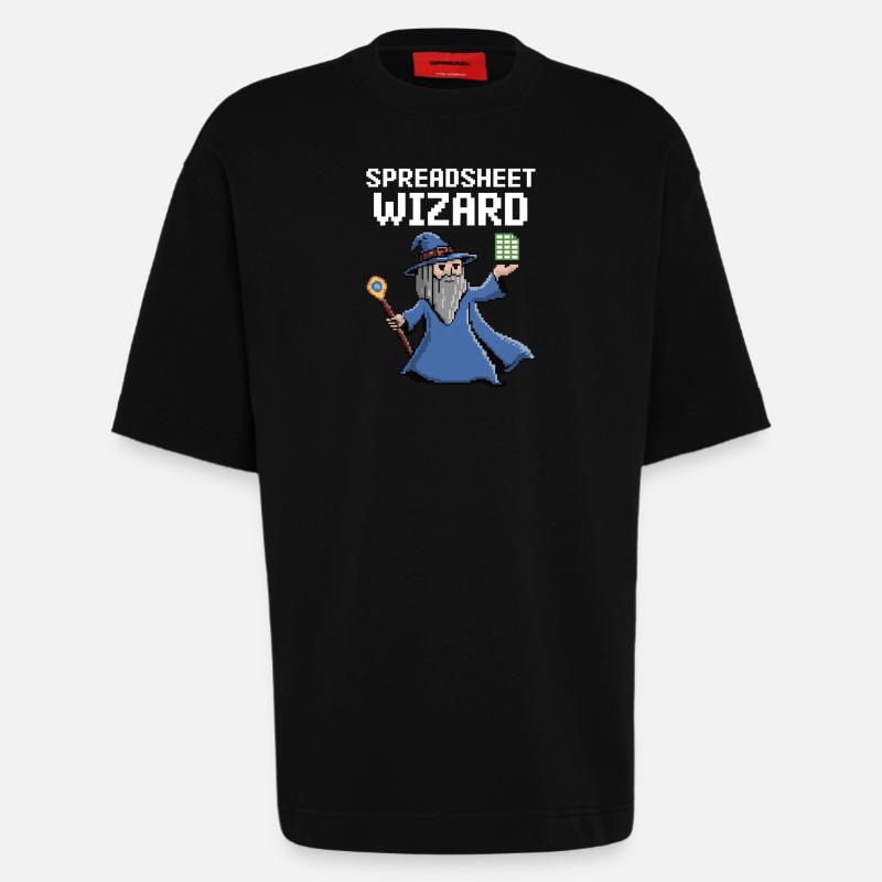 Spreadsheet Wizard Funny Controller Accountant - Heavyweight T-Shirt - made by SPREAD  - SOLID BLACK