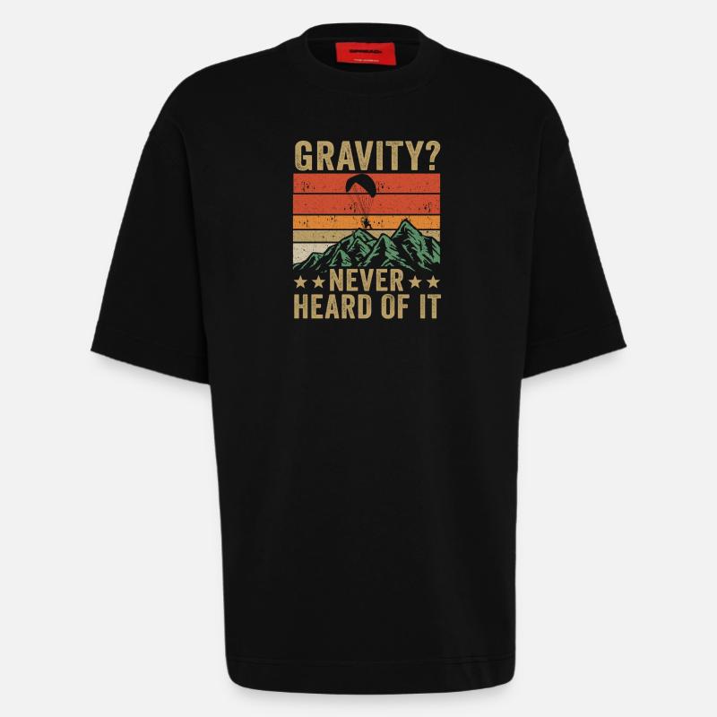Hilarious Paramotor Gravity Meme - Heavyweight T-Shirt - made by SPREAD  - SOLID BLACK