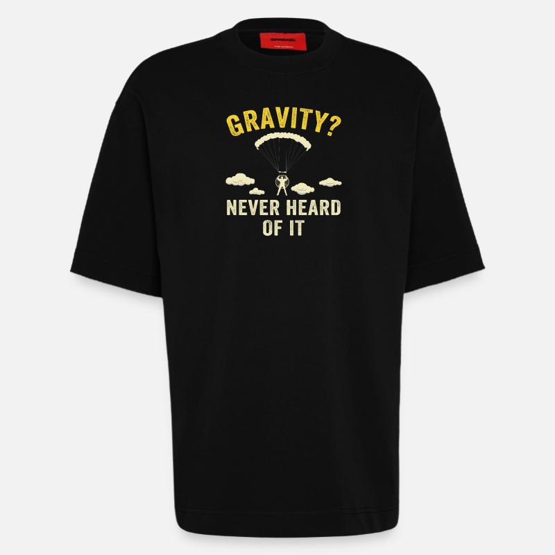 Hilarious Paramotor Gravity Meme - Heavyweight T-Shirt - made by SPREAD - SOLID BLACK