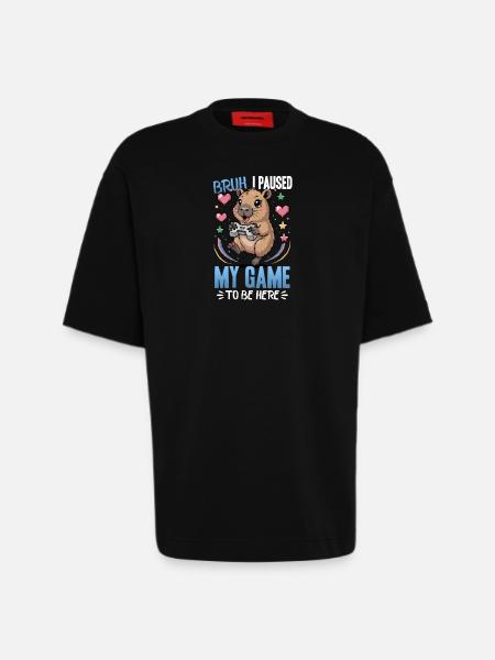 Capybara Gamer Gaming - Heavyweight T-Shirt - made by SPREAD  - SOLID BLACK