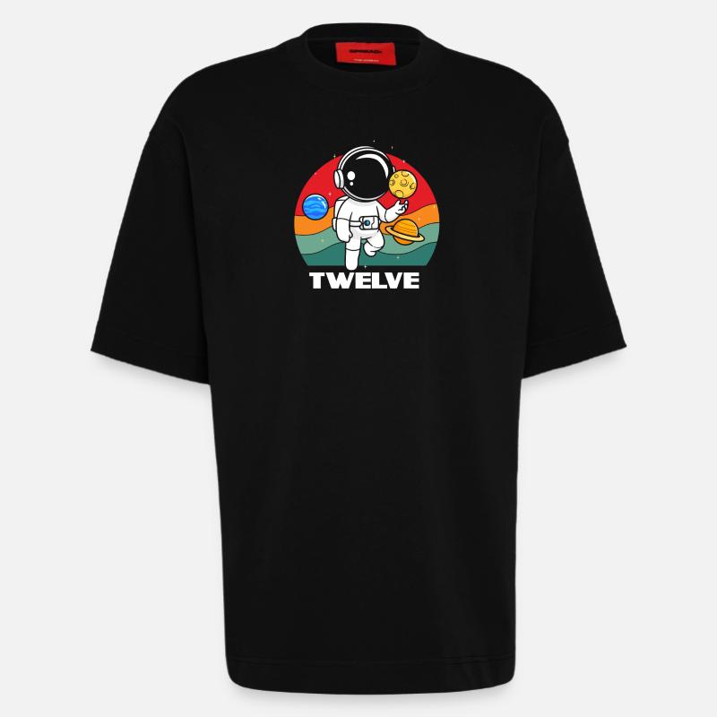 Astronaut Twelve Birthday Adventure - Heavyweight T-Shirt - made by SPREAD - SOLID BLACK