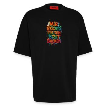 Mir reichts ich geh Brot backen - Heavyweight T-Shirt - made by SPREAD  - SOLID BLACK - Vorne - Fiona (171cm)