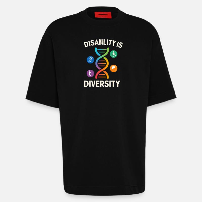 Disability Is Diversity DNA Design - Heavyweight T-Shirt - made by SPREAD  - SOLID BLACK