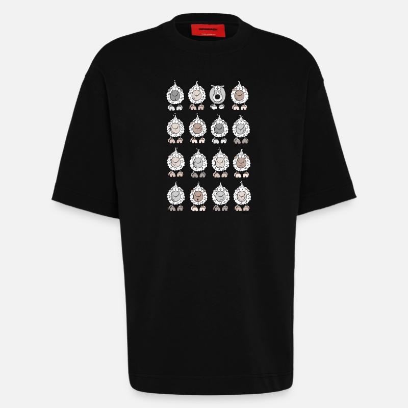 Schafherde mit Wolf - Heavyweight T-Shirt - made by SPREAD  - SOLID BLACK