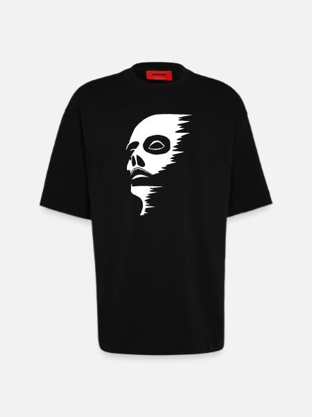Visage fantomatique - T-shirt bio épais oversize fabriqué en UE - SOLID BLACK