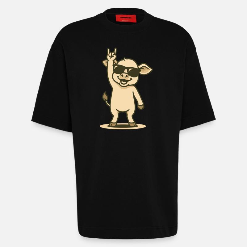 Cooles Kälbchen Rockt - Heavyweight T-Shirt - made by SPREAD  - SOLID BLACK