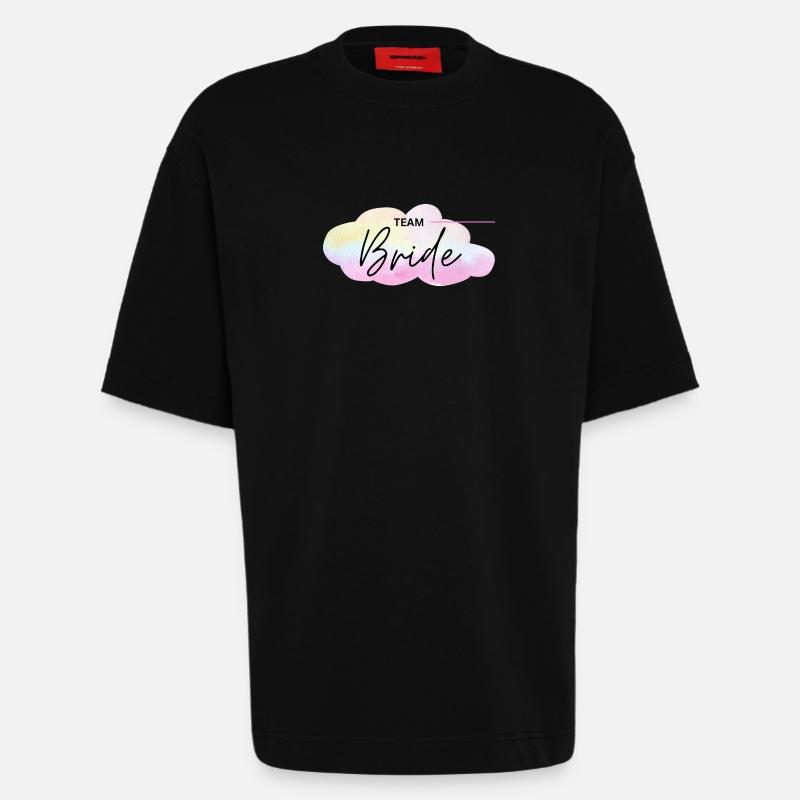 Team Bride - Rainbow Cloud - Heavyweight T-Shirt - made by SPREAD  - SOLID BLACK