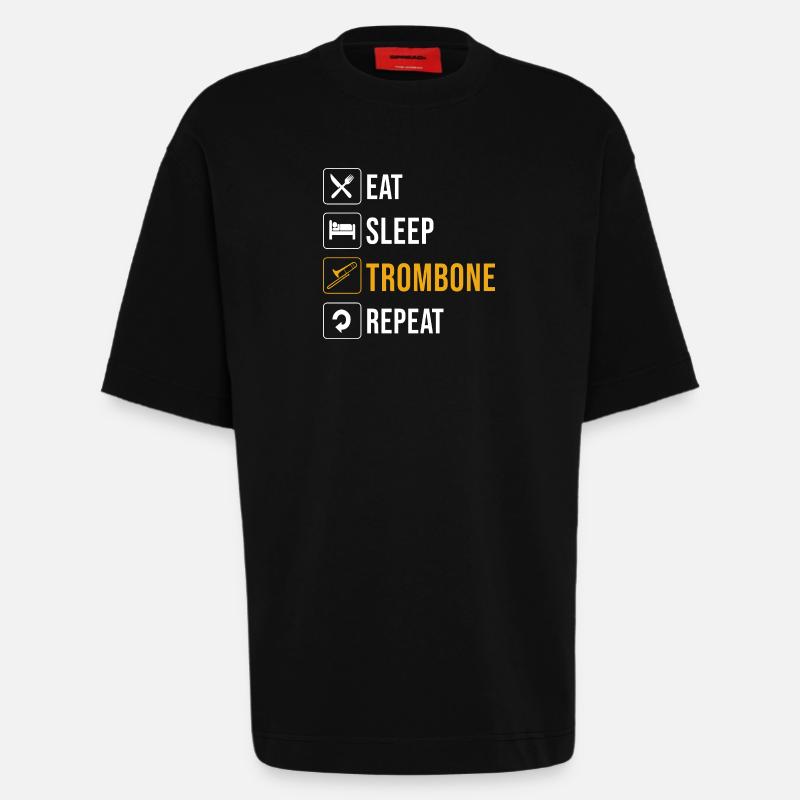 Trombone - Heavyweight T-Shirt - made by SPREAD  - SOLID BLACK
