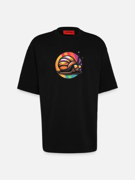 Snail Cool Comic - Heavyweight T-Shirt - made by SPREAD - SOLID BLACK