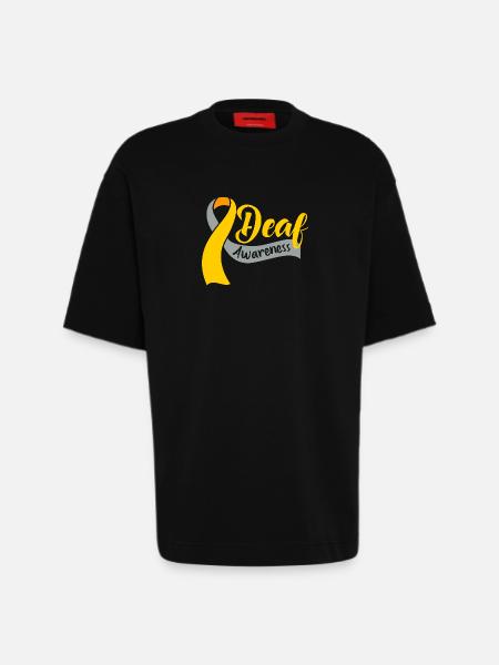 Deaf Deaf Deaf Sign Language - Heavyweight T-Shirt - made by SPREAD  - SOLID BLACK